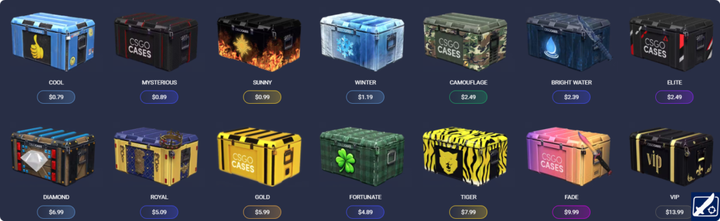 CSGOCases Case Opening Interface with CS2 Skins