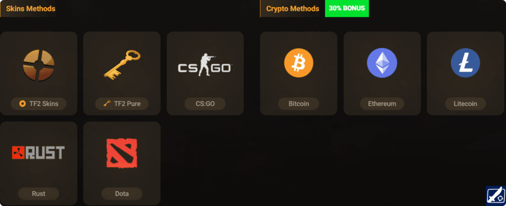 TF2Hunt Skins and Crypto Deposit Deposit methods on TF2Hunt